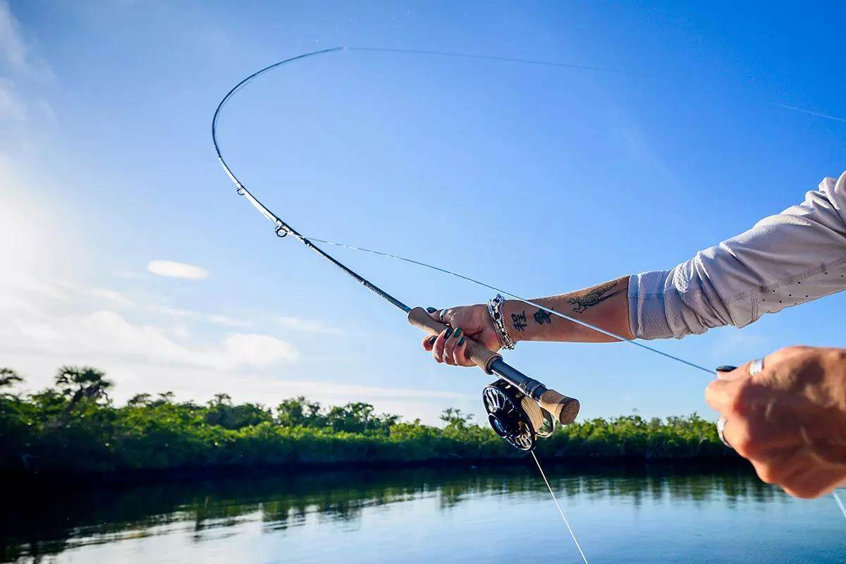 Flyfishing rod used for realistic fly lure